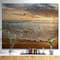 Designart - Bright Cloudy Sunset in Calm Ocean - Seashore Print on Natural Pine Wood